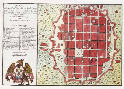 Plano de la antigua ciudad de Trujillo amurallada
