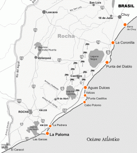 Mapa de Rocha - Uruguay